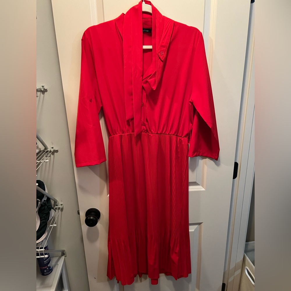 Vibrant Red Long Sleeve Dress